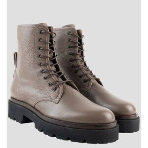 Kiton Brown Leather Ankle Boots Womens EU 40 Handmade Italy Lug Sole Luxury